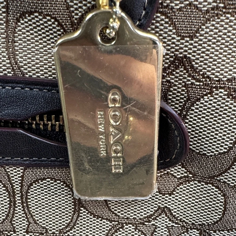 Coach Brown Signature Canvas Tote with Dark Brown Trim EUC